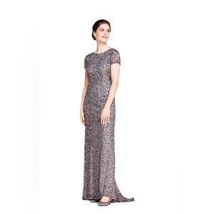 Adrianna Papell Women's Short-Sleeve All Over Sequin Gown. Size 18W. Color lead